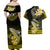 Hawaii Couples Matching Off Shoulder Maxi Dress and Hawaiian Shirt Polynesian Shark with Kakau Yellow Version LT01 - Polynesian Pride