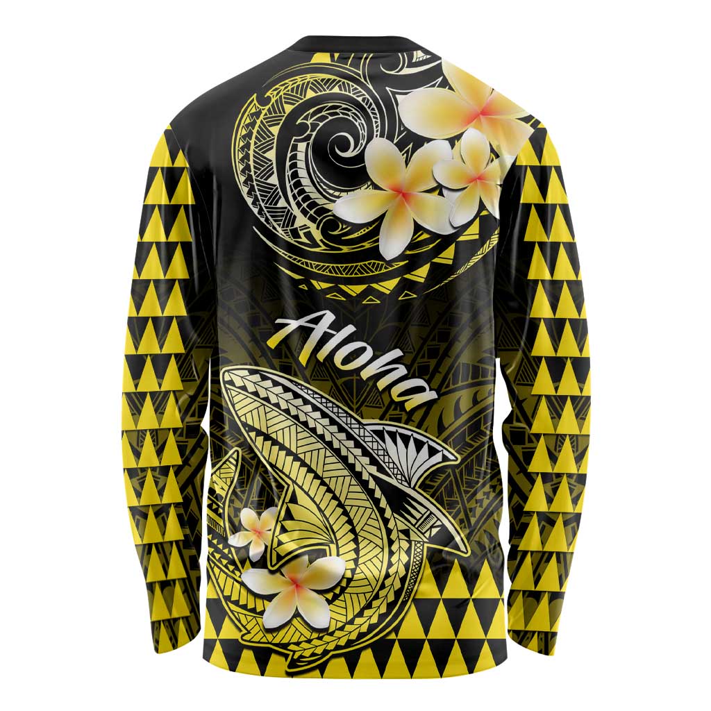 Hawaii Long Sleeve Shirt Polynesian Shark with Kakau Yellow Version LT01 - Polynesian Pride