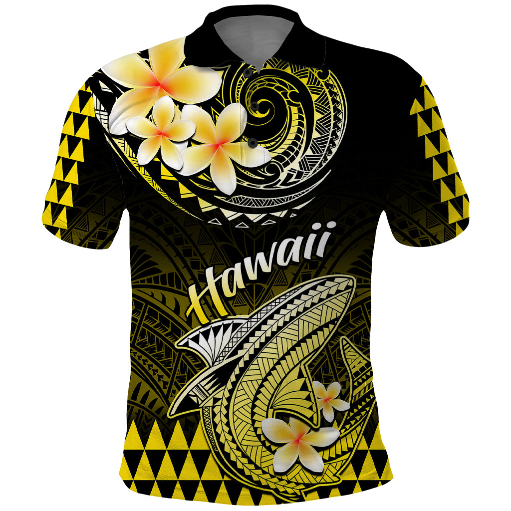 Hawaii Polo Shirt Polynesian Shark with Kakau Yellow Version LT01 Yellow - Polynesian Pride