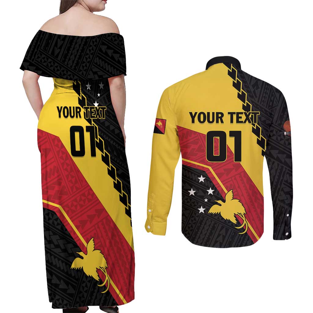 Custom PNG Couples Matching Off Shoulder Maxi Dress and Long Sleeve Button Shirt The Kumuls Are On A Roll LT01 - Polynesian Pride