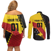 Custom PNG Couples Matching Off Shoulder Short Dress and Long Sleeve Button Shirt The Kumuls Are On A Roll LT01 - Polynesian Pride