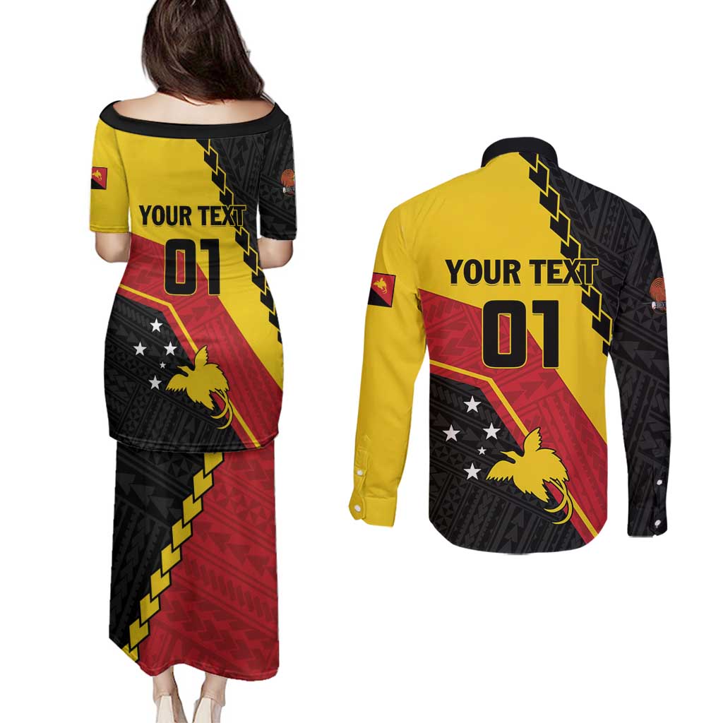 Custom PNG Couples Matching Puletasi and Long Sleeve Button Shirt The Kumuls Are On A Roll LT01 - Polynesian Pride