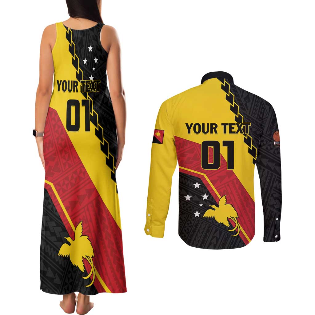 Custom PNG Couples Matching Tank Maxi Dress and Long Sleeve Button Shirt The Kumuls Are On A Roll LT01 - Polynesian Pride