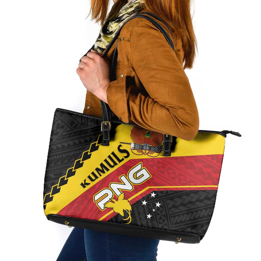 PNG Leather Tote Bag The Kumuls Are On A Roll LT01 Black - Polynesian Pride