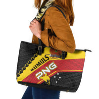 PNG Leather Tote Bag The Kumuls Are On A Roll LT01 Black - Polynesian Pride
