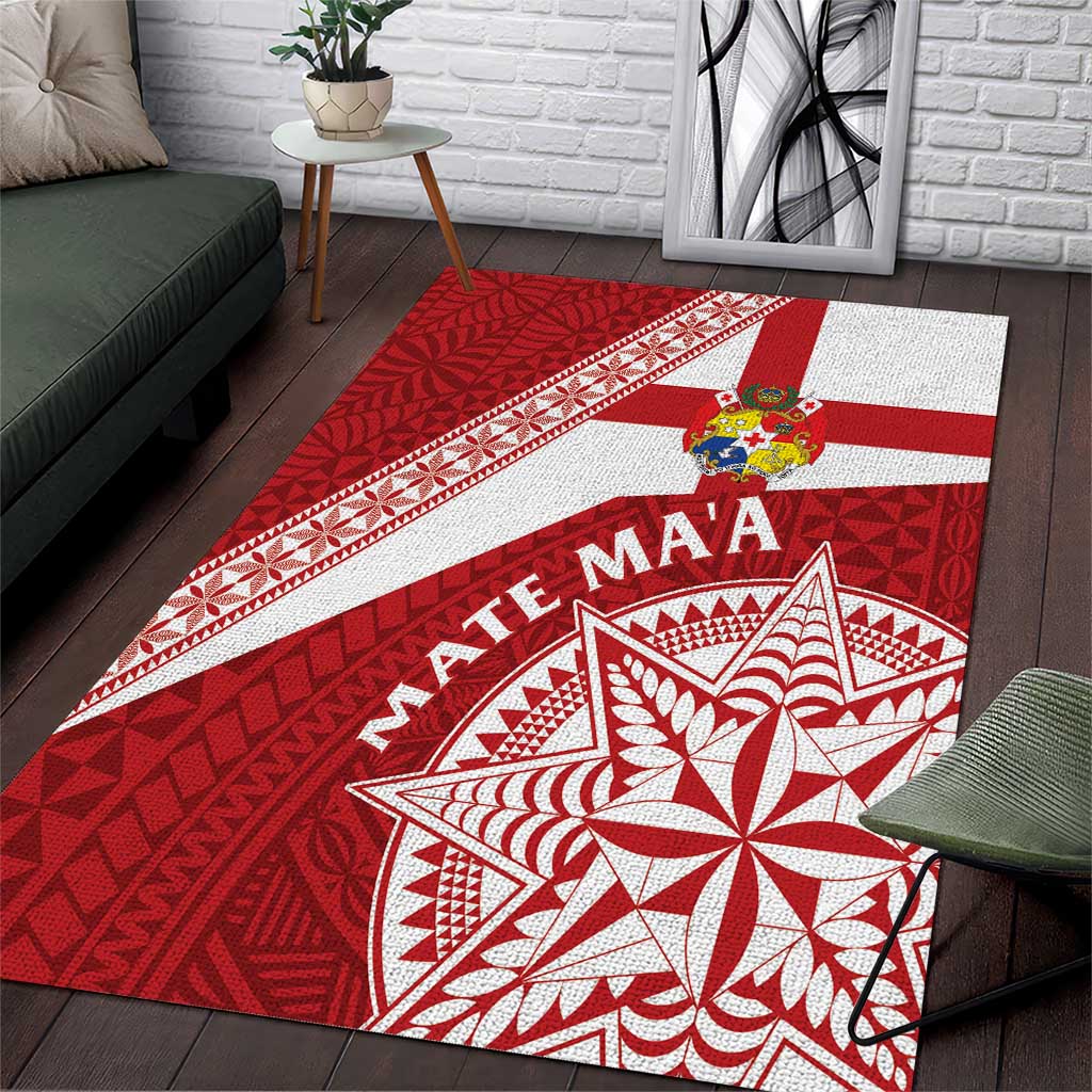 Tonga Rugby Mate Maa Area Rug Ngatu Pattern