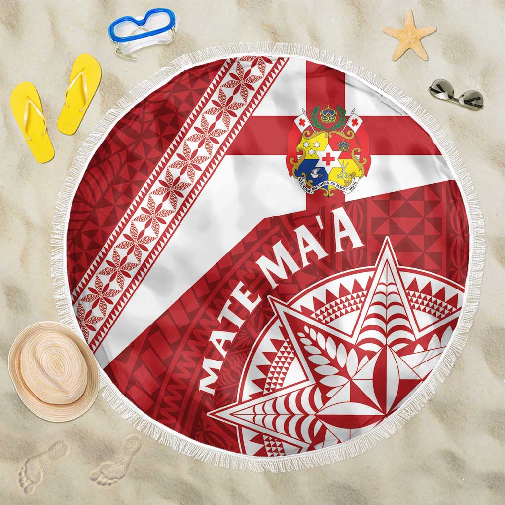 Tonga Rugby Mate Maa Beach Blanket Ngatu Pattern LT01 One Size 150cm Red - Polynesian Pride