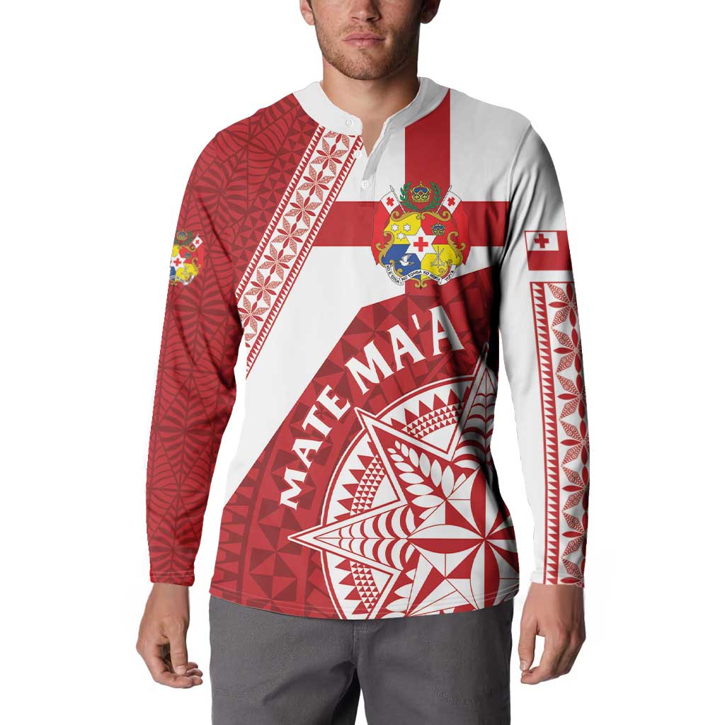 Custom Tonga Rugby Mate Maa Button Sweatshirt Ngatu Pattern LT01 - Polynesian Pride