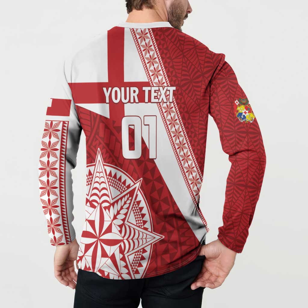 Custom Tonga Rugby Mate Maa Button Sweatshirt Ngatu Pattern LT01 - Polynesian Pride