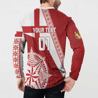 Custom Tonga Rugby Mate Maa Button Sweatshirt Ngatu Pattern LT01 - Polynesian Pride