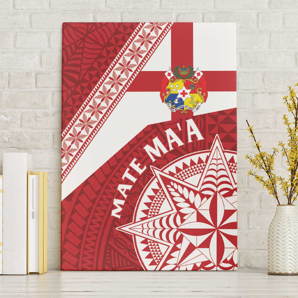 Tonga Rugby Mate Maa Canvas Wall Art Ngatu Pattern LT01 Without Frame Red - Polynesian Pride