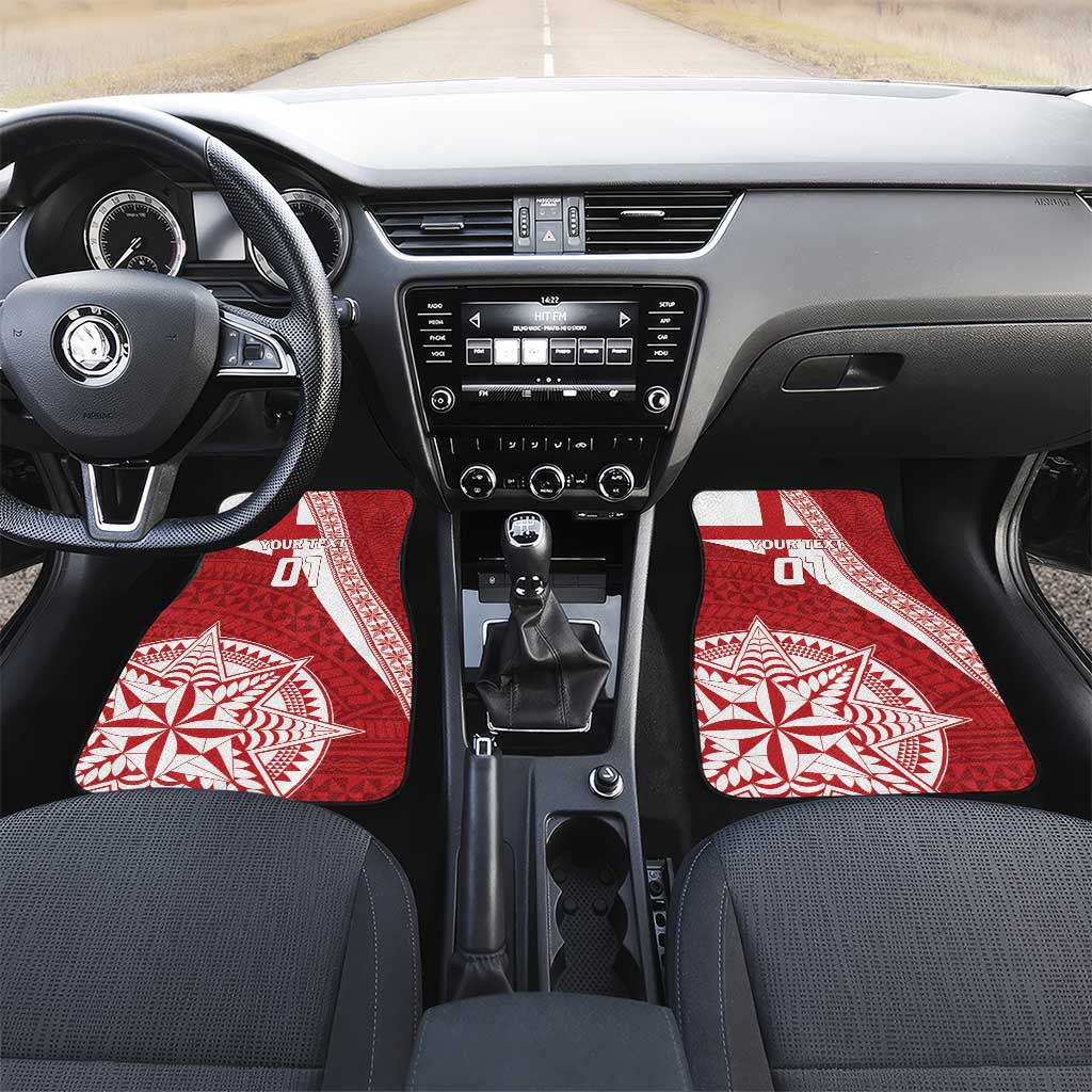 Tonga Rugby Mate Maa Car Mats Ngatu Pattern LT01 Set 2pcs - Front Red - Polynesian Pride