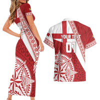 Custom Tonga Rugby Mate Maa Couples Matching Short Sleeve Bodycon Dress and Hawaiian Shirt Ngatu Pattern LT01 - Polynesian Pride