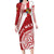 Custom Tonga Rugby Mate Maa Family Matching Long Sleeve Bodycon Dress and Hawaiian Shirt Ngatu Pattern