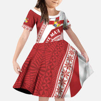 Custom Tonga Rugby Mate Maa Family Matching Mermaid Dress and Hawaiian Shirt Ngatu Pattern