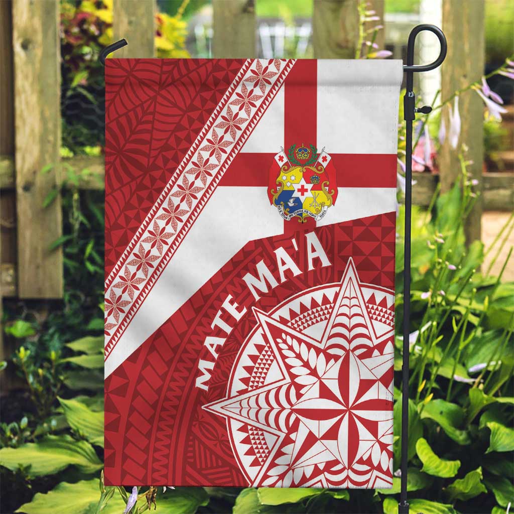 Tonga Rugby Mate Maa Garden Flag Ngatu Pattern LT01 Garden Flag Red - Polynesian Pride