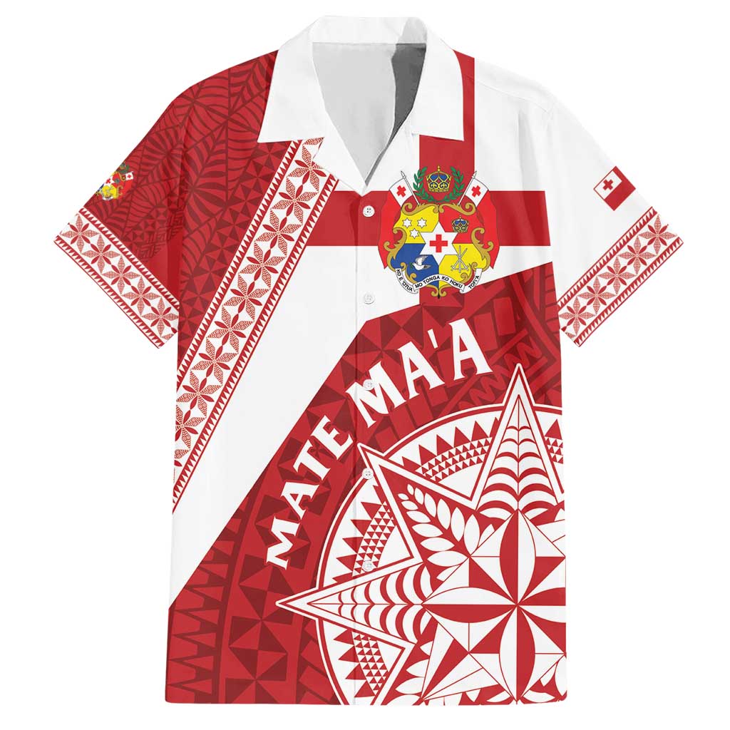 Custom Tonga Rugby Mate Maa Hawaiian Shirt Ngatu Pattern LT01 Red - Polynesian Pride