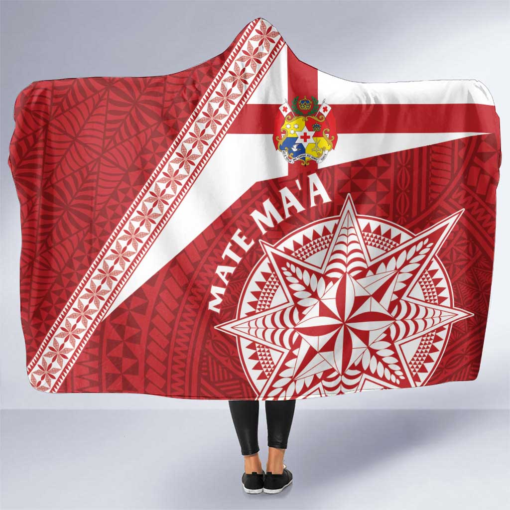 Tonga Rugby Mate Maa Hooded Blanket Ngatu Pattern