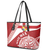 Tonga Rugby Mate Maa Leather Tote Bag Ngatu Pattern LT01 - Polynesian Pride