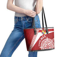 Tonga Rugby Mate Maa Leather Tote Bag Ngatu Pattern LT01 - Polynesian Pride