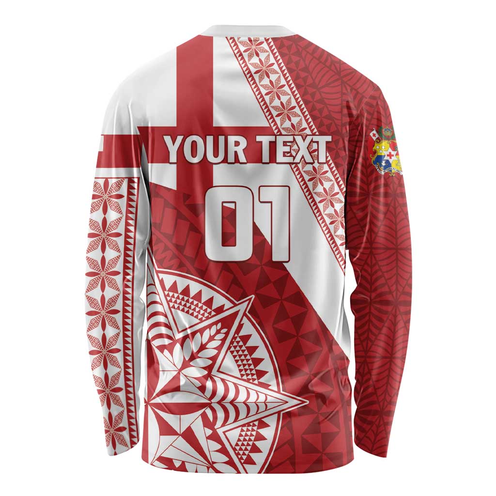 Custom Tonga Rugby Mate Maa Long Sleeve Shirt Ngatu Pattern
