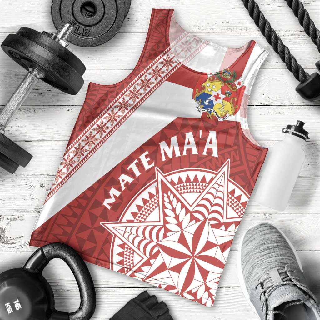 Custom Tonga Rugby Mate Maa Men Tank Top Ngatu Pattern LT01 - Polynesian Pride