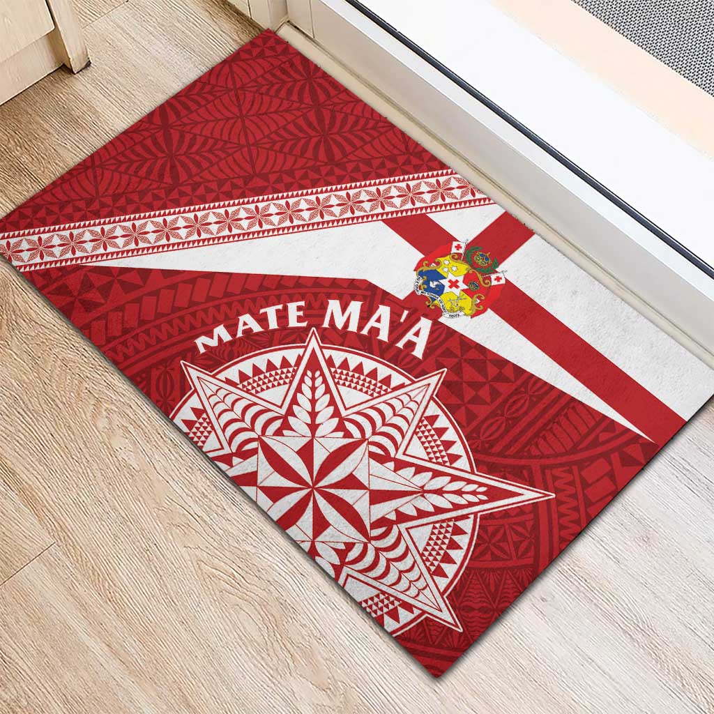 Tonga Rugby Mate Maa Rubber Doormat Ngatu Pattern LT01 - Polynesian Pride