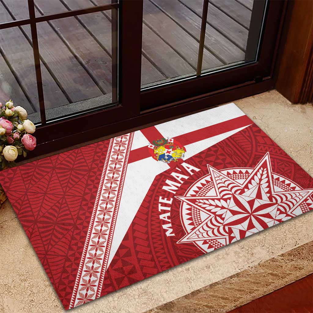 Tonga Rugby Mate Maa Rubber Doormat Ngatu Pattern LT01 - Polynesian Pride