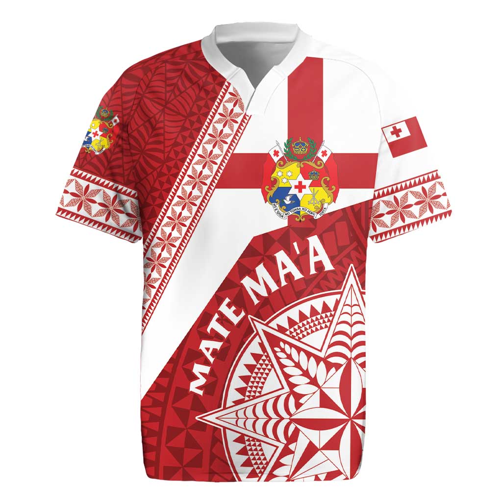 Custom Tonga Rugby Mate Maa Rugby Jersey Ngatu Pattern LT01 Red - Polynesian Pride