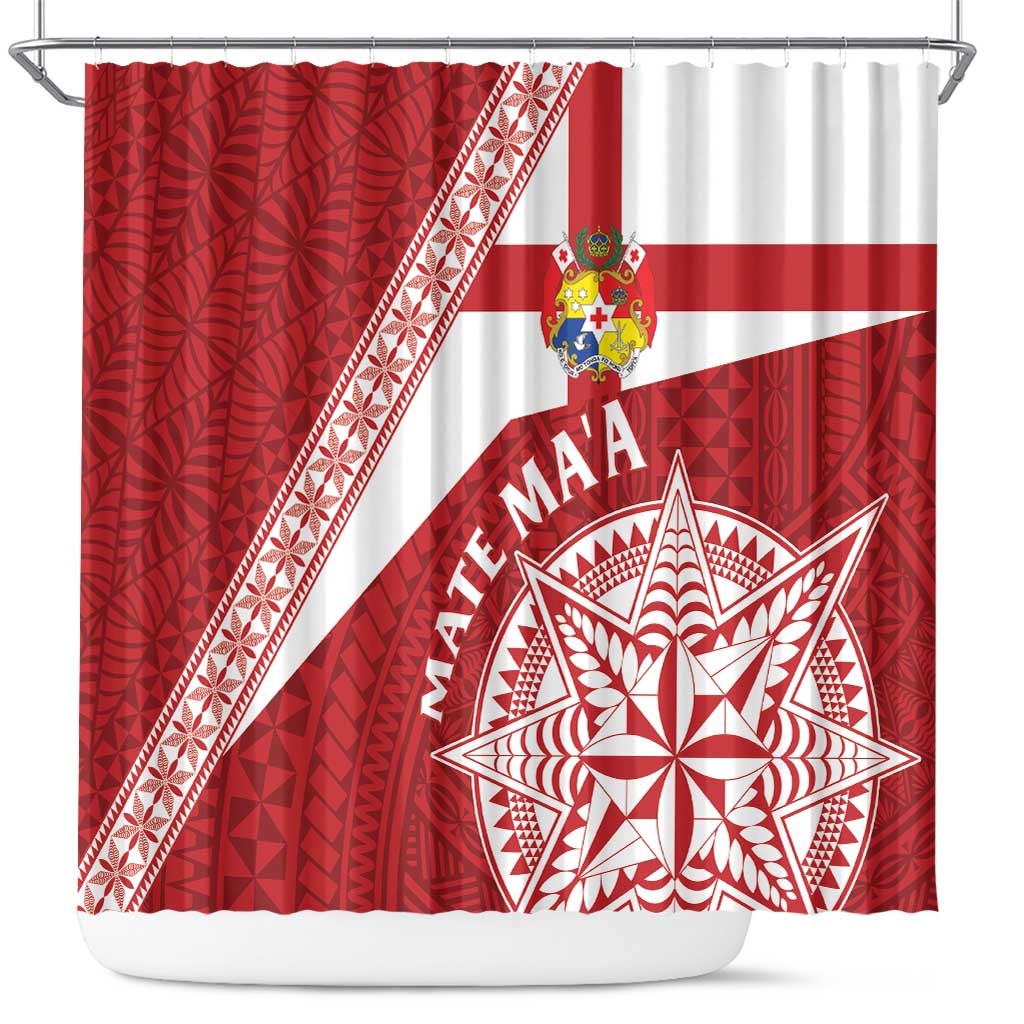 Tonga Rugby Mate Maa Shower Curtain Ngatu Pattern