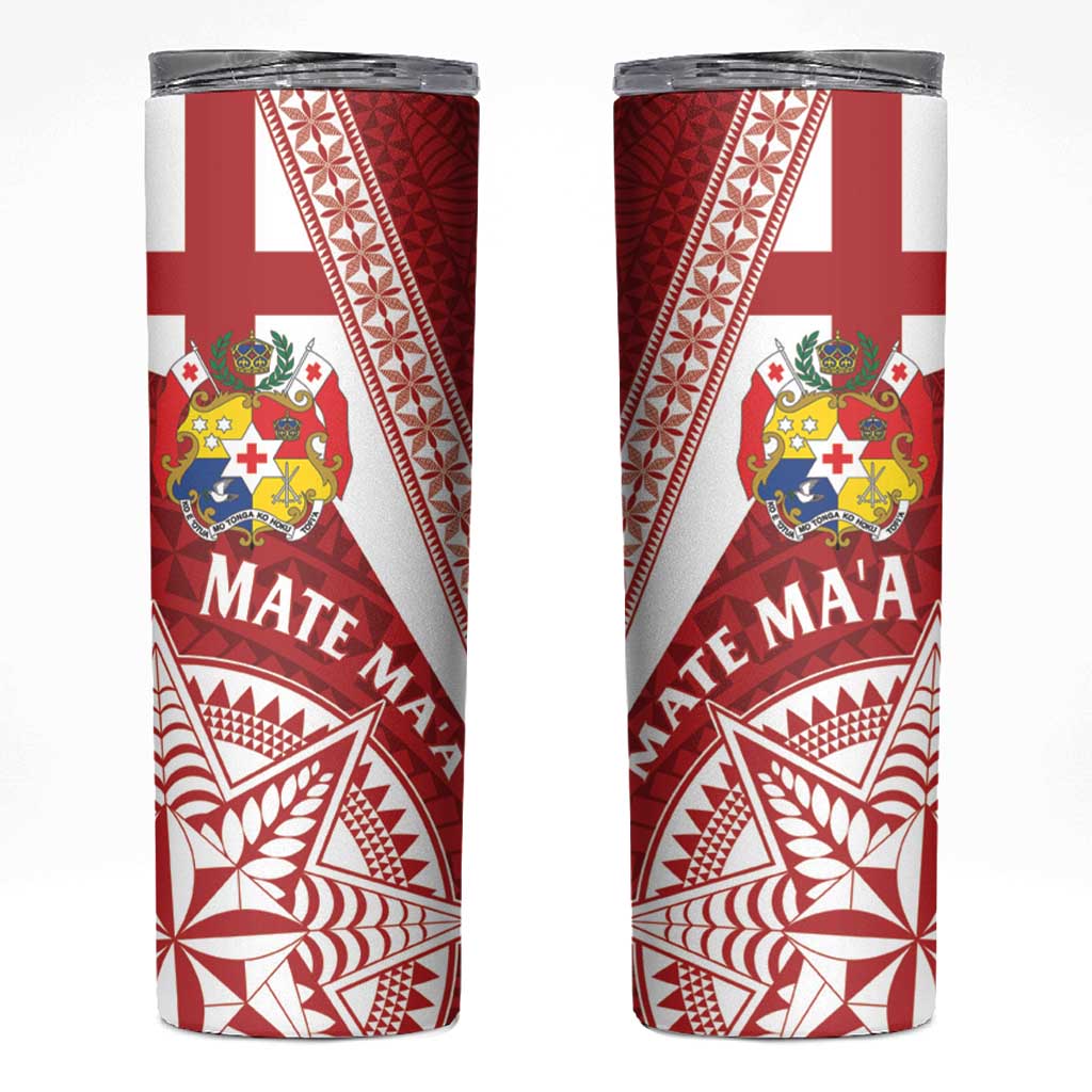 Tonga Rugby Mate Maa Skinny Tumbler Ngatu Pattern