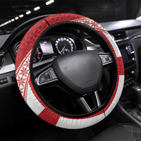 Tonga Rugby Mate Maa Steering Wheel Cover Ngatu Pattern LT01 Universal Fit Red - Polynesian Pride
