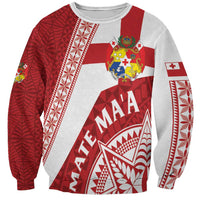 Custom Tonga Rugby Mate Maa Sweatshirt Ngatu Pattern LT01 Unisex Red - Polynesian Pride