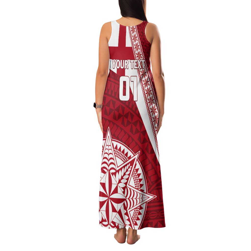 Custom Tonga Rugby Mate Maa Tank Maxi Dress Ngatu Pattern LT01 - Polynesian Pride