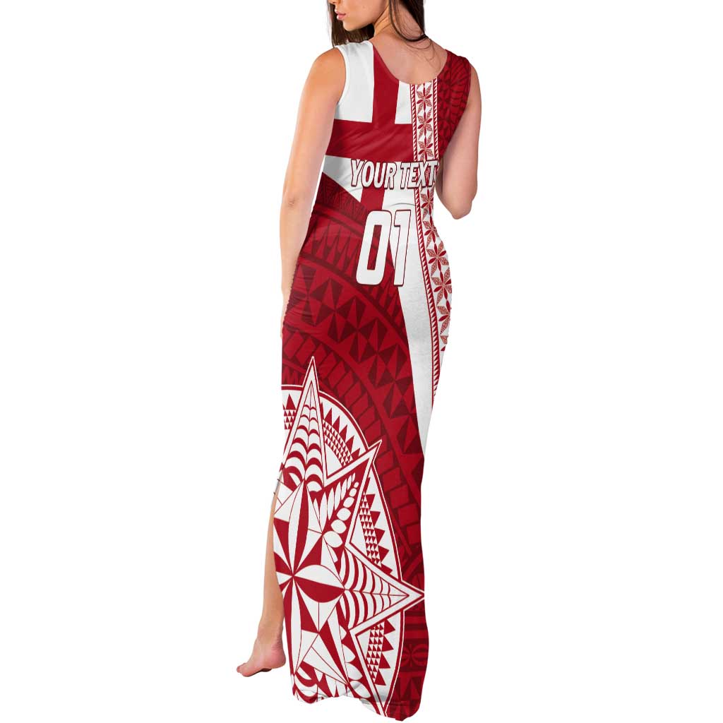 Custom Tonga Rugby Mate Maa Tank Maxi Dress Ngatu Pattern LT01 - Polynesian Pride