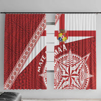Tonga Rugby Mate Maa Window Curtain Ngatu Pattern LT01 With Hooks Red - Polynesian Pride