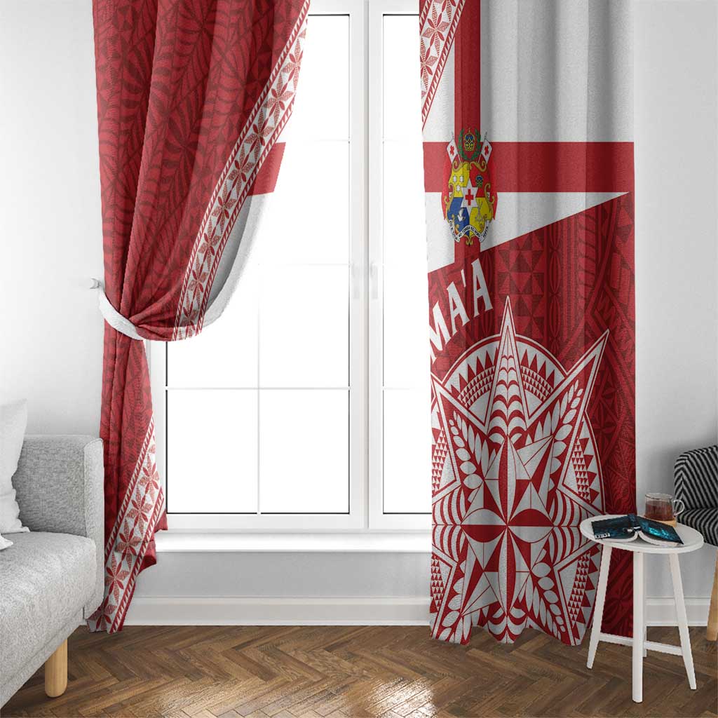 Tonga Rugby Mate Maa Window Curtain Ngatu Pattern LT01 - Polynesian Pride