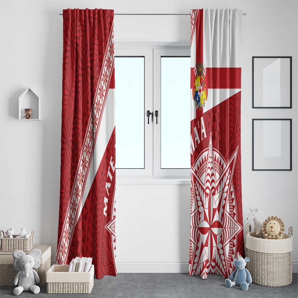 Tonga Rugby Mate Maa Window Curtain Ngatu Pattern LT01 - Polynesian Pride