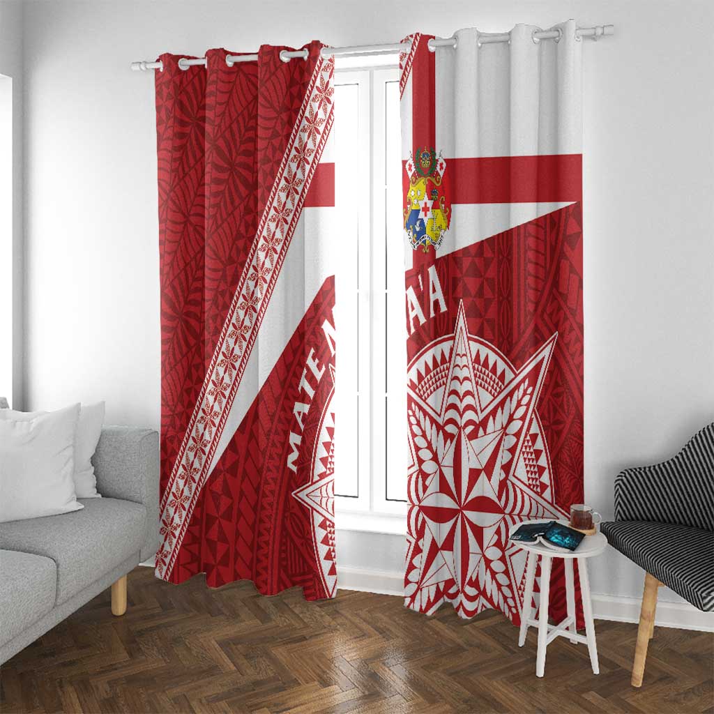 Tonga Rugby Mate Maa Window Curtain Ngatu Pattern LT01 With Grommets Red - Polynesian Pride