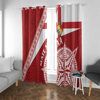 Tonga Rugby Mate Maa Window Curtain Ngatu Pattern LT01 With Grommets Red - Polynesian Pride