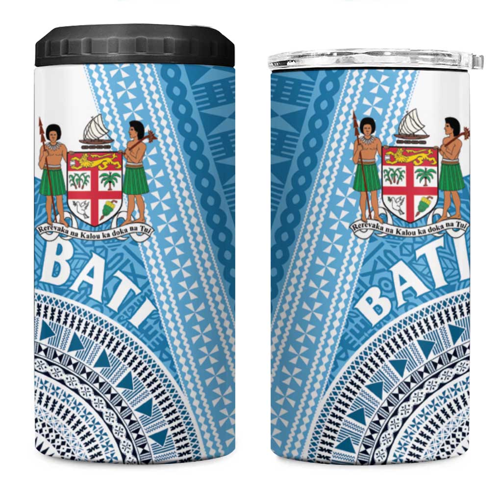 Fiji Rugby Bati 4 in 1 Can Cooler Tumbler Tapa Pattern