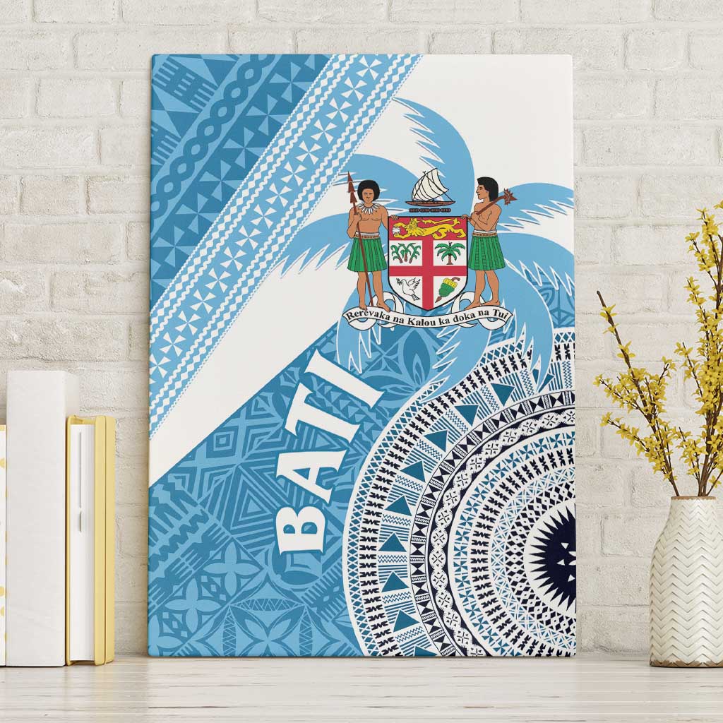 Fiji Rugby Bati Canvas Wall Art Tapa Pattern LT01 Without Frame Blue - Polynesian Pride