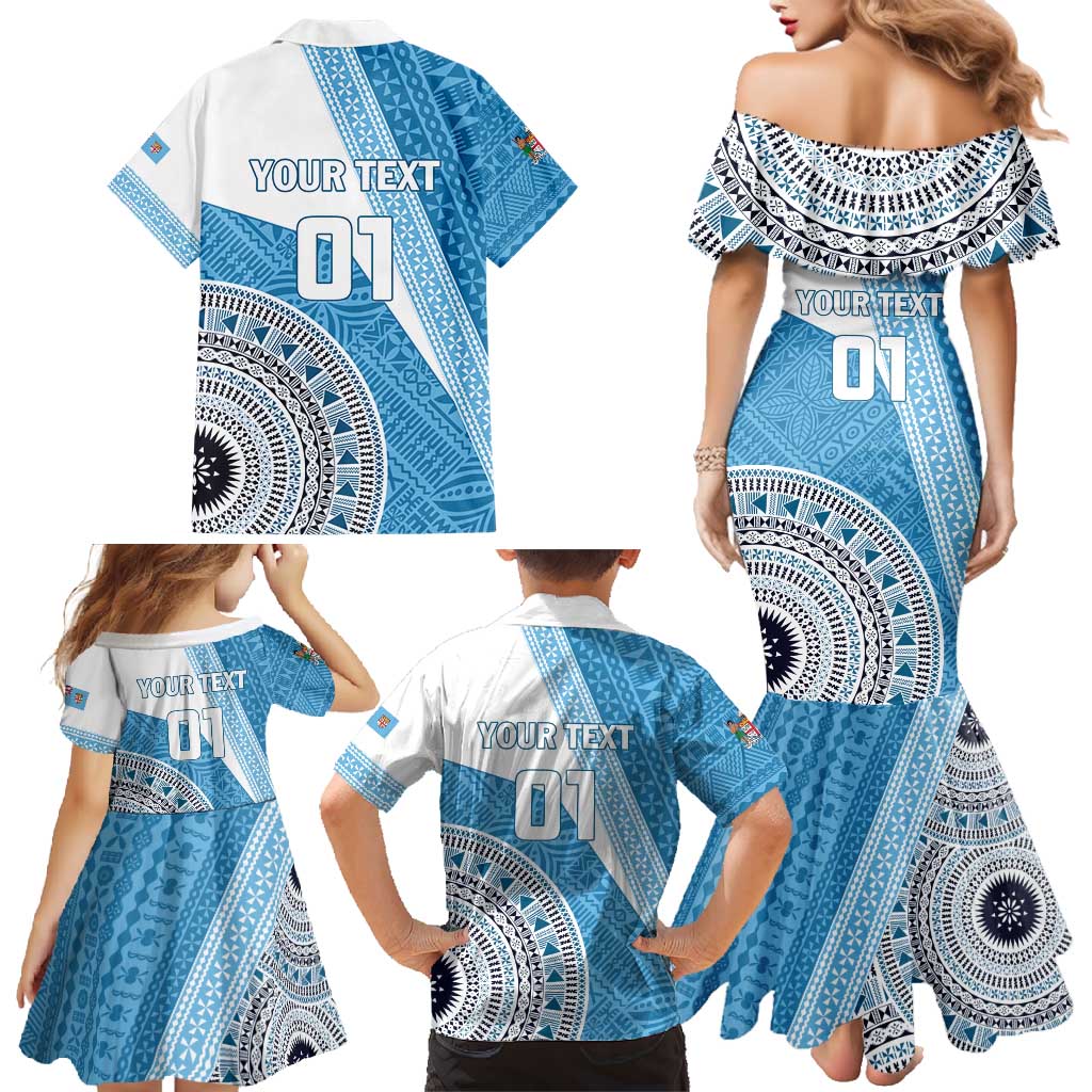 Custom Fiji Rugby Bati Family Matching Mermaid Dress and Hawaiian Shirt Tapa Pattern
