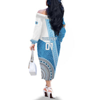 Custom Fiji Rugby Bati Family Matching Off The Shoulder Long Sleeve Dress and Hawaiian Shirt Tapa Pattern