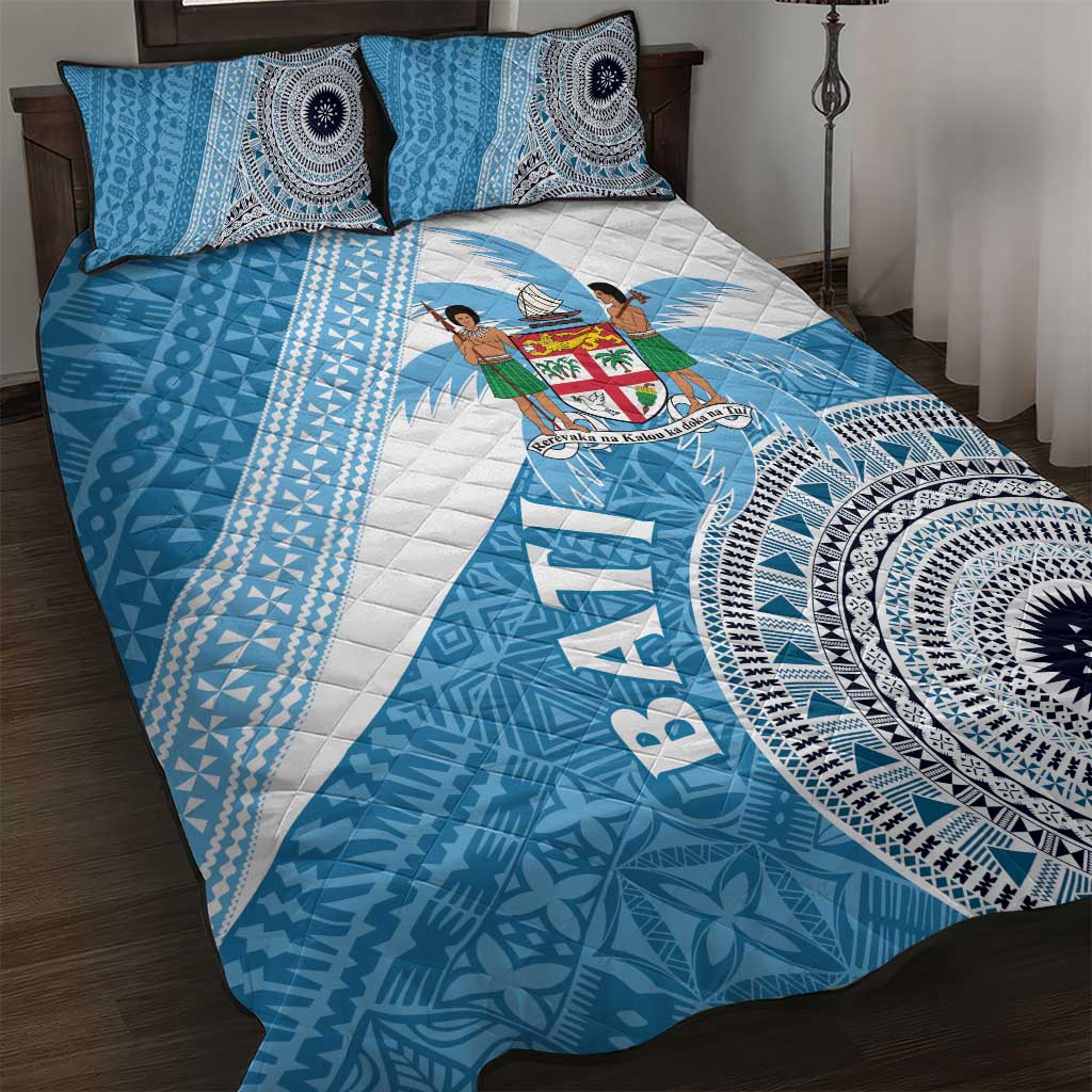 Fiji Rugby Bati Quilt Bed Set Tapa Pattern LT01 Blue - Polynesian Pride