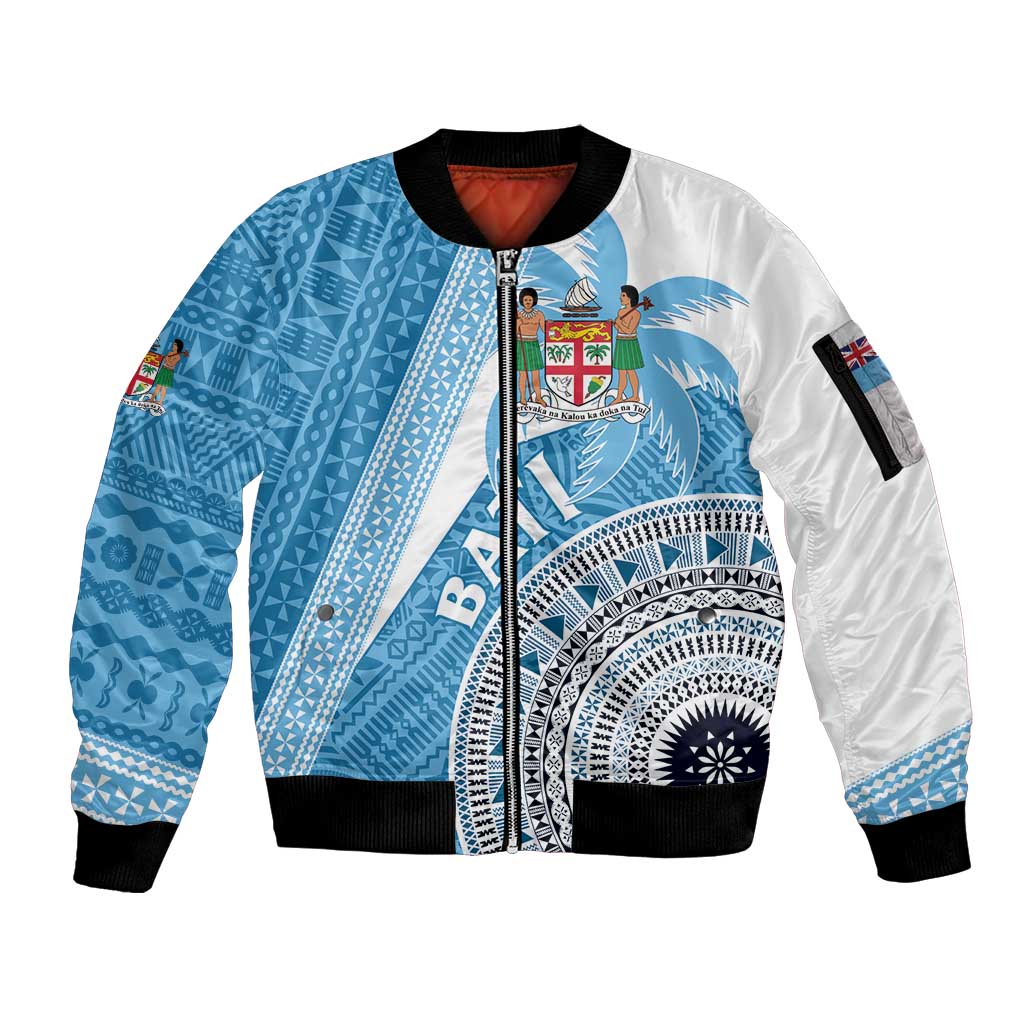 Custom Fiji Rugby Bati Sleeve Zip Bomber Jacket Tapa Pattern