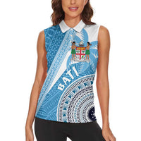 Custom Fiji Rugby Bati Women Sleeveless Polo Shirt Tapa Pattern