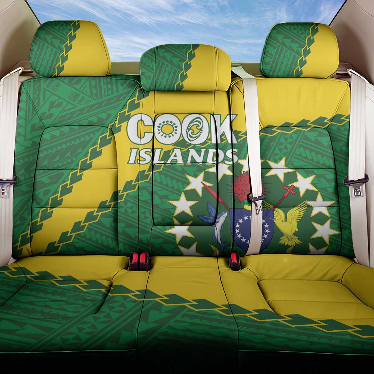 Cook Islands Rugby Kukis Back Car Seat Cover Circle Stars