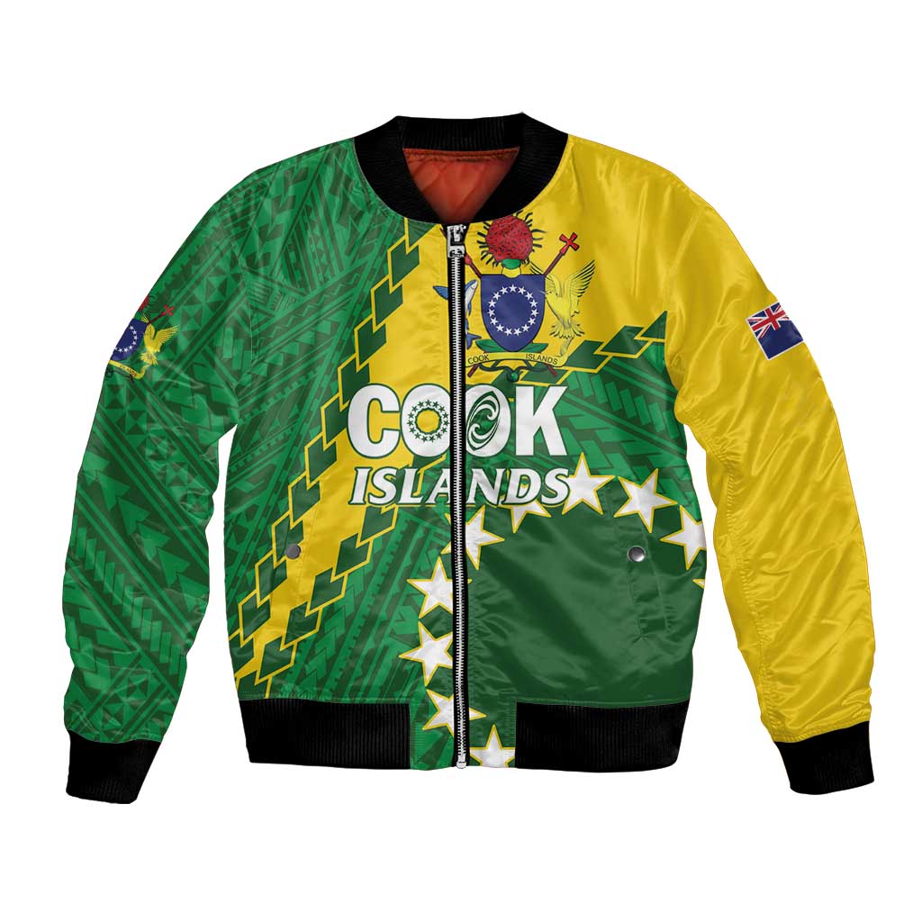 Custom Cook Islands Rugby Kukis Bomber Jacket Circle Stars