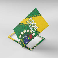 Cook Islands Rugby Kukis Canvas Wall Art Circle Stars LT01 With Frame Green - Polynesian Pride